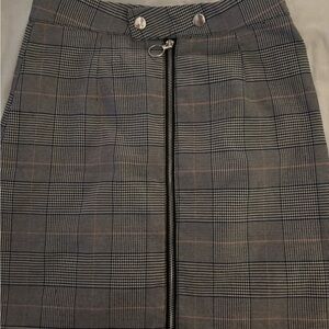 Cali Blue Plaid Front Zip Skirt